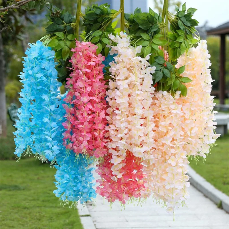 

Wedding Decoration Silk Wisteria Flowers Hanging Vine Flores Artificial Wisteria