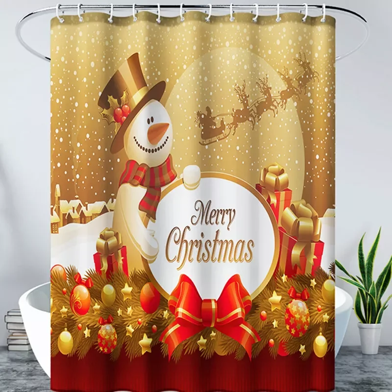 

Fashion Digital Print 90*180Cm Large Bathroom Accessories With Hooks Christmas Party Gift Waterproof Shower Curtain