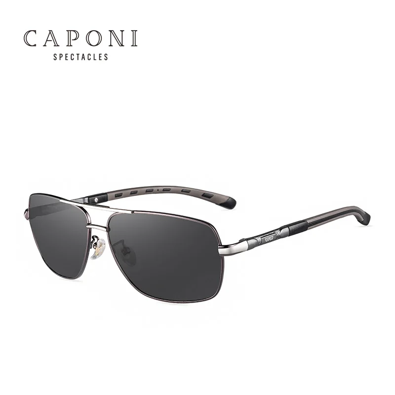 

CAPONI New Men Casual Sun Glasses Outdoor High Quality TAC Lens Anti UV400 Sunglasses Polarized Driving Sports Black,gun Metal