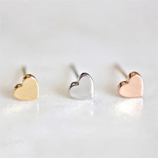 

Minimalist Gold Plated Stainless Steel  Small Heart Love Stud Earring for Women Girls, Gold,silver,rose gold