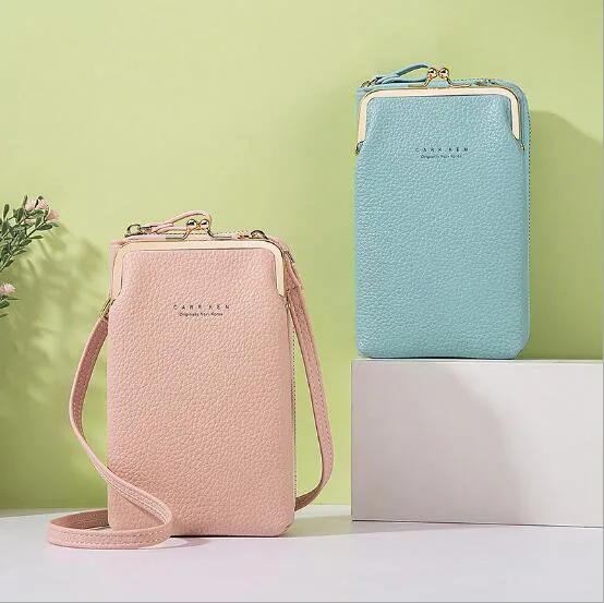 

Pu leather branded wallets pink wallet girls wallet for women fashionable crossbody phone bag, Customized color