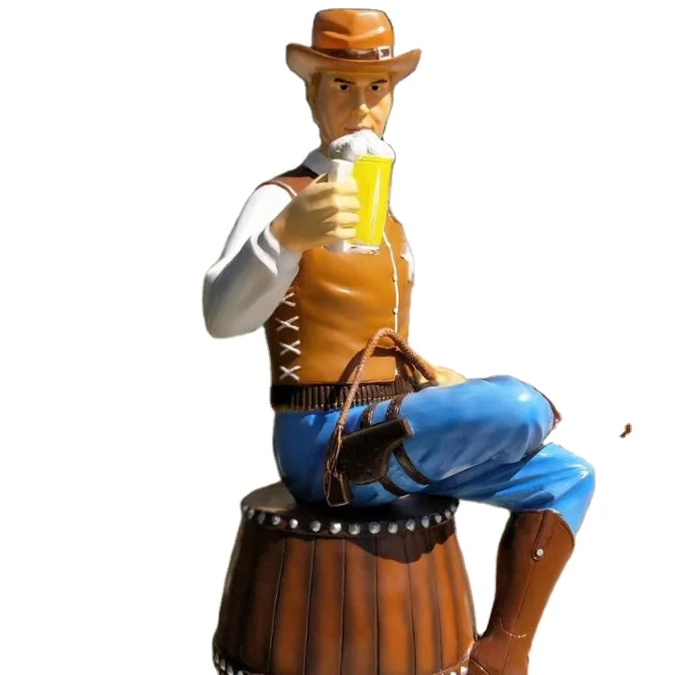 

The Good Quality  Fiberglass Club Cowboy Statue, Customized