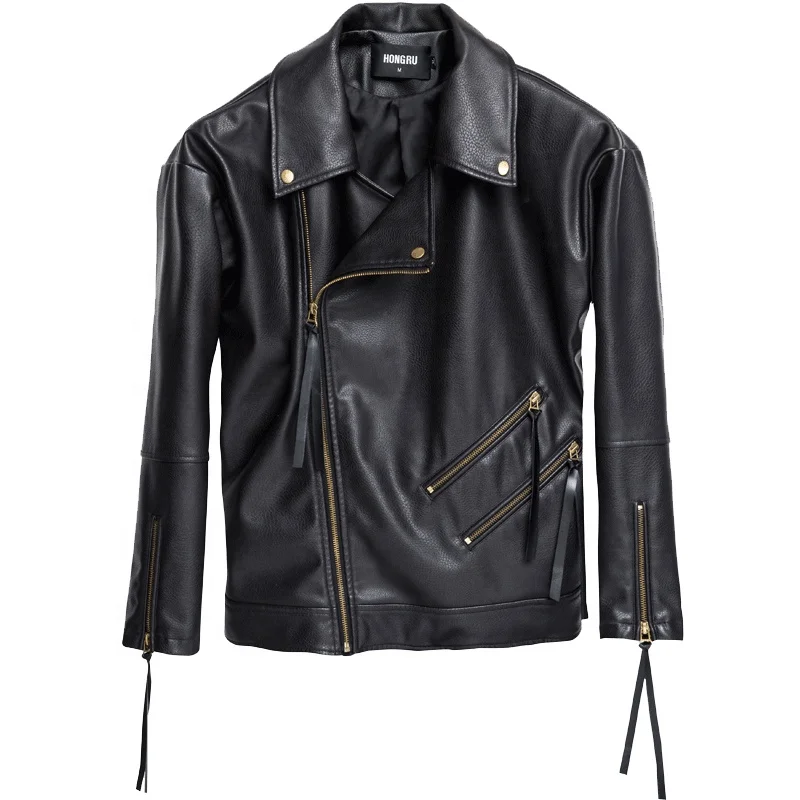 

jacket leatherconcise design pu leather trench coat women leather jacket for women