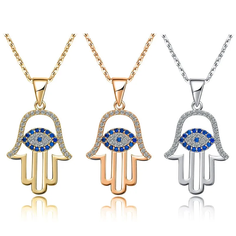 

Fashion women dainty choker necklace evils eye gold plated necklace jewelry hamsa hand necklace