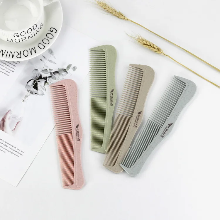 

Wholesale Hair Care Wide Wave Tooth Custom Logo Wheat Straw Plastic Hair Comb, Pink,blue, green,biege