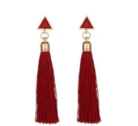 

Korea style new fashion lady triangle earrings with long tassel pleochroic earrings