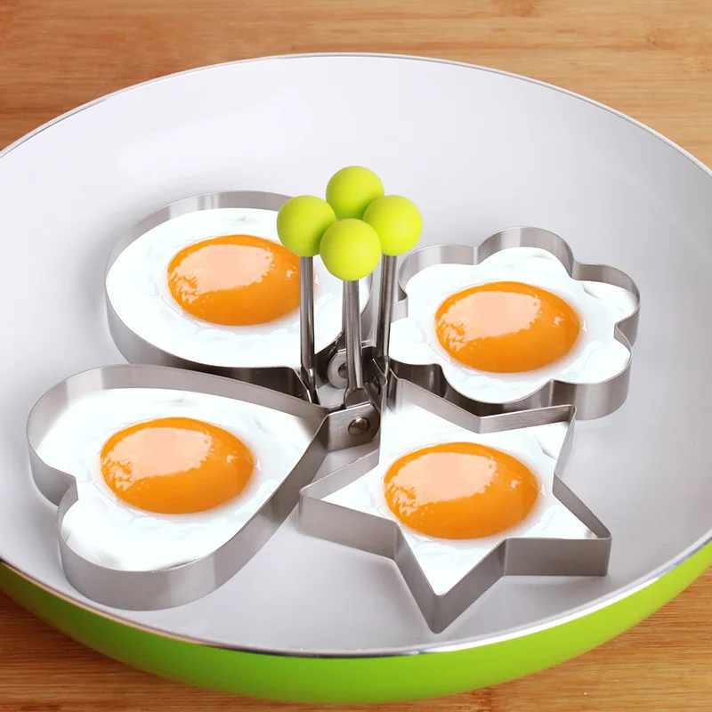 

D260 Food grade stainless steel omelette egg frying shaped tool Pancake Egg round star flower love heart Mold Egg Cooker