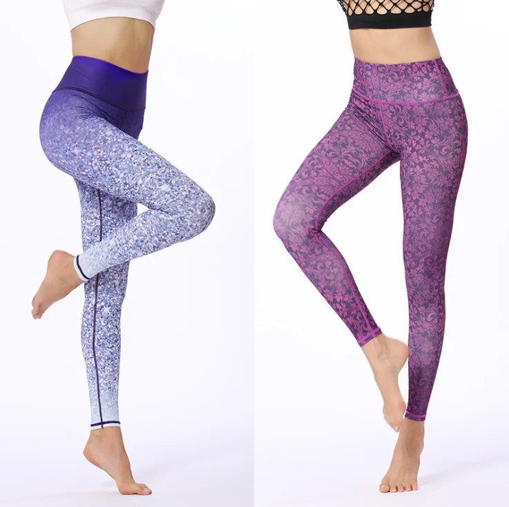 
Printed Ankle Length High Waist Polyester Yoga Leggings for Women 