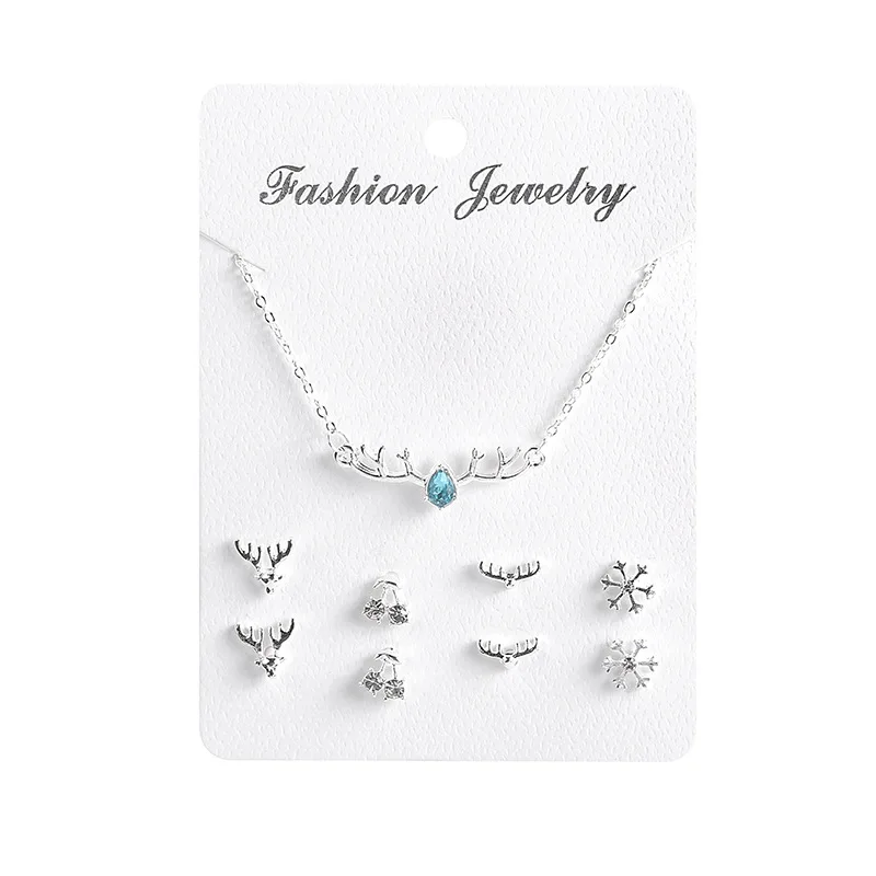 

Hot sale Korean women rhinestone thick chain necklace and earring set, Silver