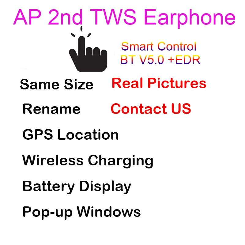 

TWS 2 Original Positioning Name Change Wireless Earphones 1536u Chip Wireless Headphones Matte Black Headset Earbuds i90000