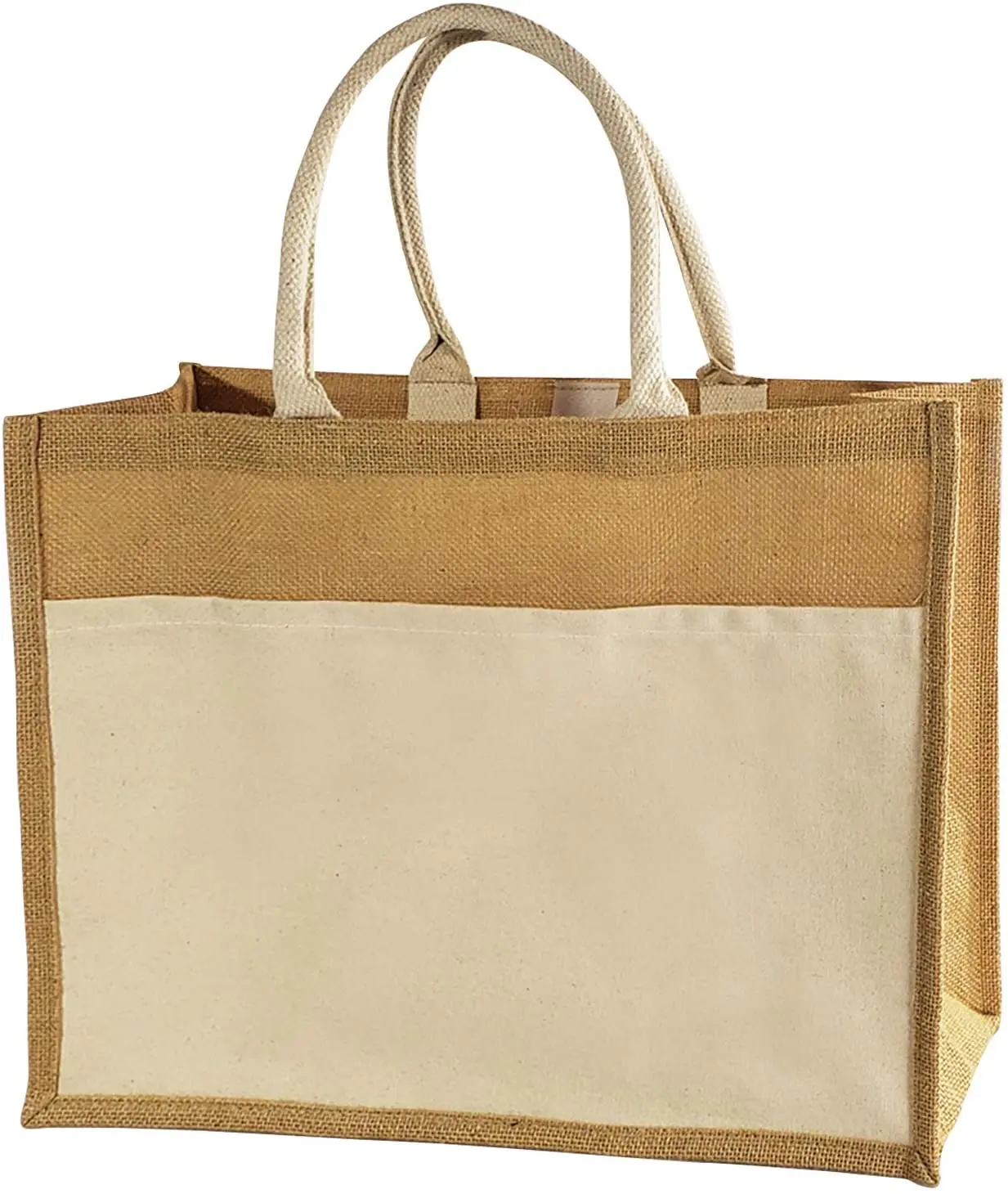 

Canvas Front Pocket Easy-to-Decorate Vintage Totes Jute Burlap Tote Bags for Weddings, Customized color