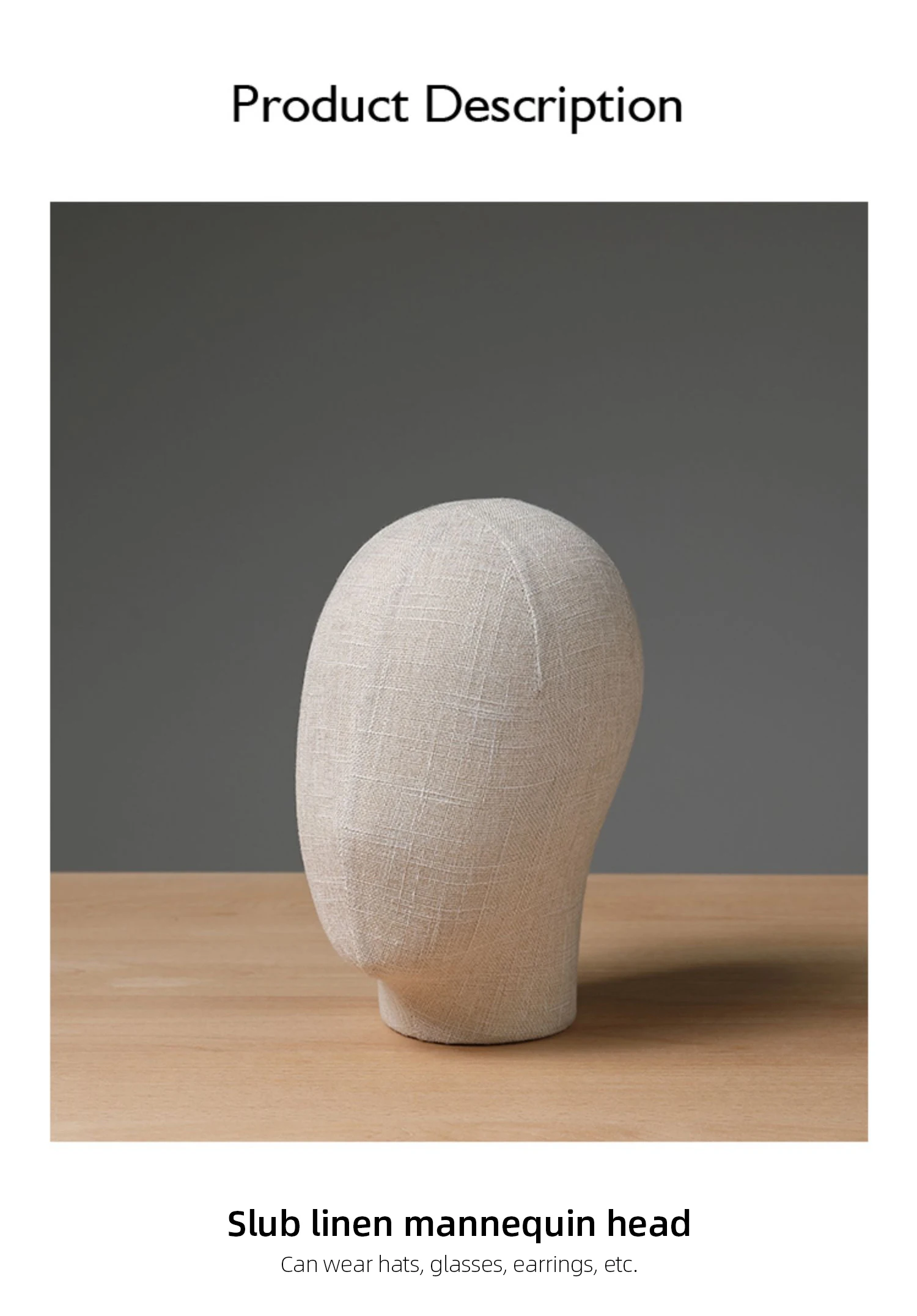 Wholesale 53cm Canvas Block Head Mannequin Bust Wooden Mannequin Head