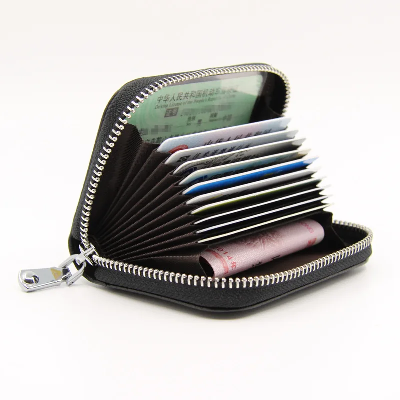 

High quality genuine RFID leather coin purse cellphone case pouch bag keychainkey chain mini card holder, Black, red wine, pink, gray, light blue, purple