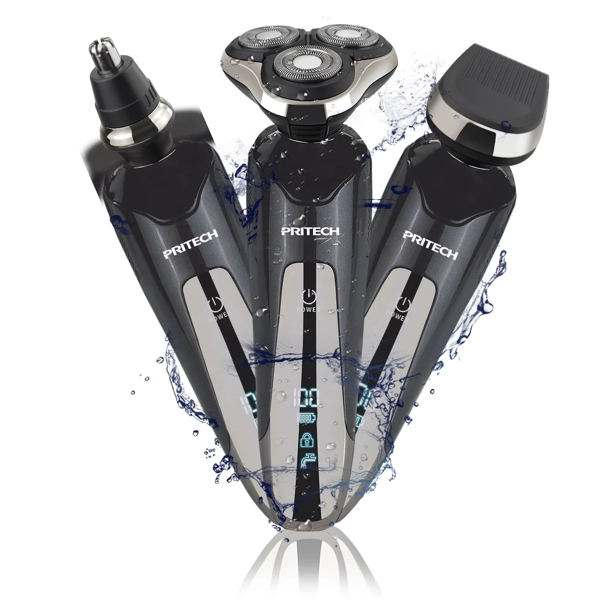 

Free Shipping PRITECH Men Grooming Set 3 in 1 Waterproof USB Rechargeable Electric Shaver