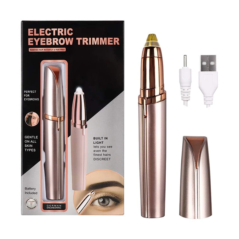

Rechargeable Eyebrow Trimmer Eyebrow Hair Sharper Face Lip Nose Hair Remover Eyebrow, Rose gold