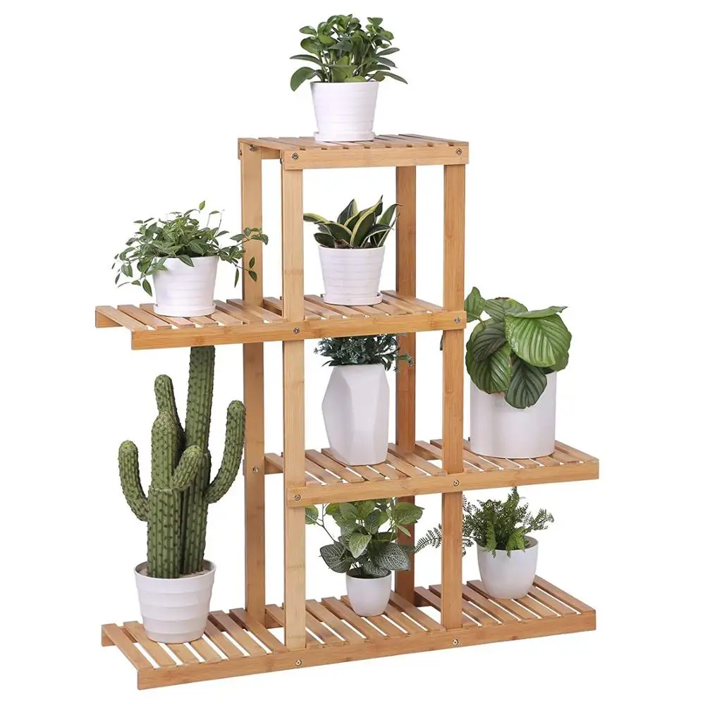 3 Tier Tall Plant Stand,Ladder Plant Shelf Rack Bamboo Corner Plant ...