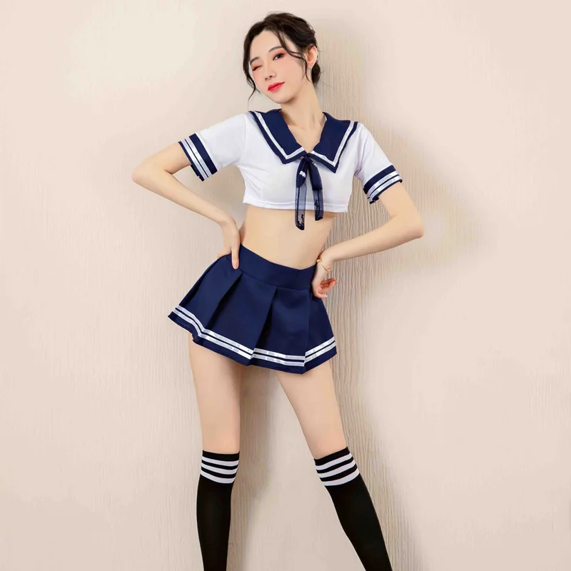 

Women Sexy Cosplay Lingerie Student Uniform School Girl Ladies Erotic Costume Dress Women Lace Miniskirt Outfit Short Top