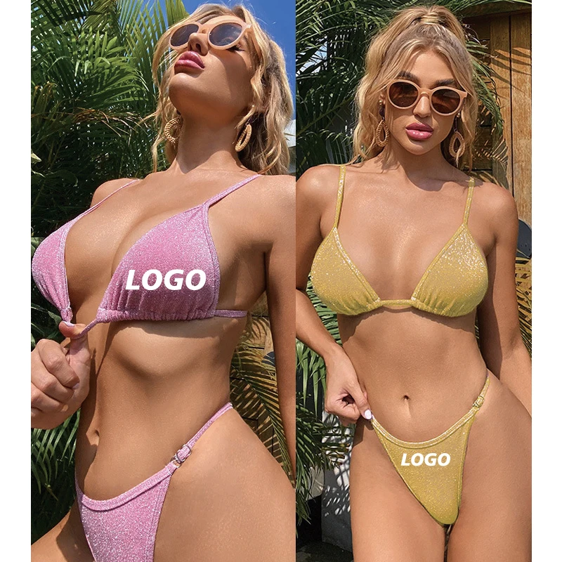 

Free Shipping Custom logo sexy bikini girls private label swimwear Nylon Bikini For Woman