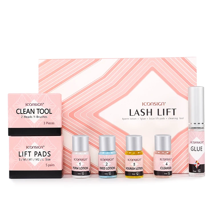

Private brand lashlifting kit iconsign lashes curler perming kits lash lifts oem, Pink