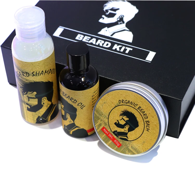 

Private Label Gentlemen Care Products Organic Beard Growth Oil Balm Wash Shampoo Beard Grooming Kit