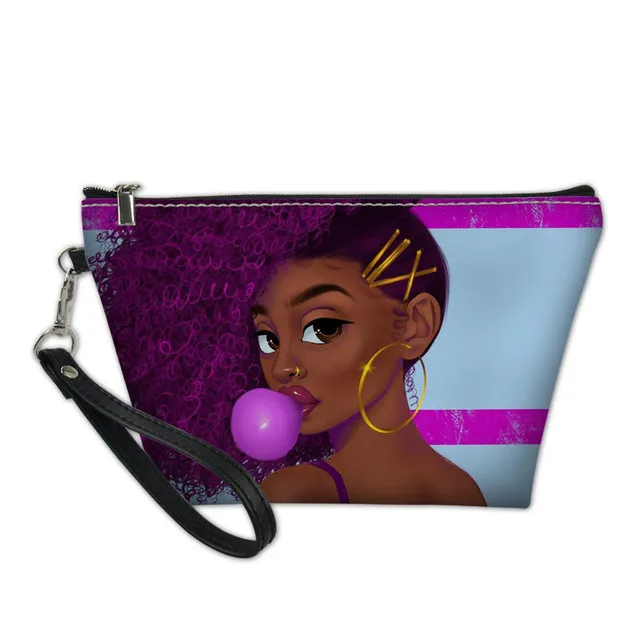 

Cosmetic Cases Women Black Art African Girls Travel Organizer Makeup Bags Ladies Function Wash Kit Bag Neceser Mujer