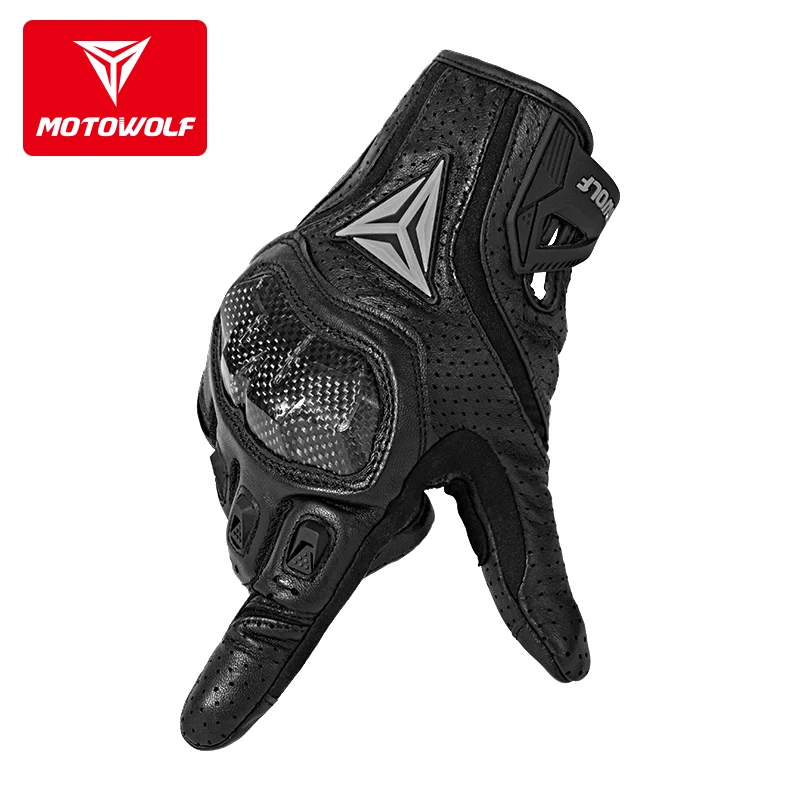 
Motowolf Breathable Motorbike Leather Glove Motorcycle Riding Bike Gloves With Touch Screen For Men 