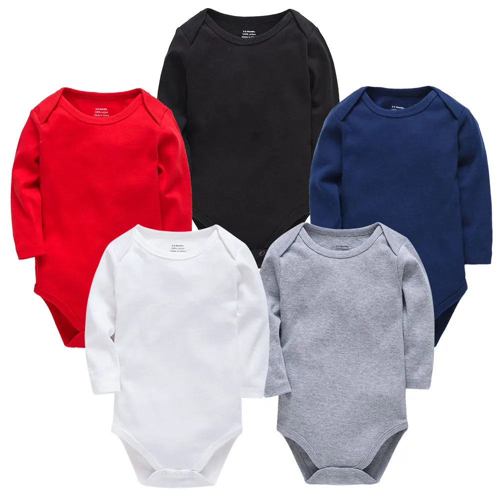 

New baby one-piece long sleeve pure color autumn newborn baby romper baby clothes clothing, White/gray/red/dark blue