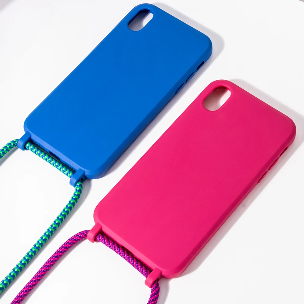 

2021 Hot Sell TPU Material Phone Case With Dacron Cord For iPhone XS, Blue, navy blue, mint green, rose red, black, pink ,