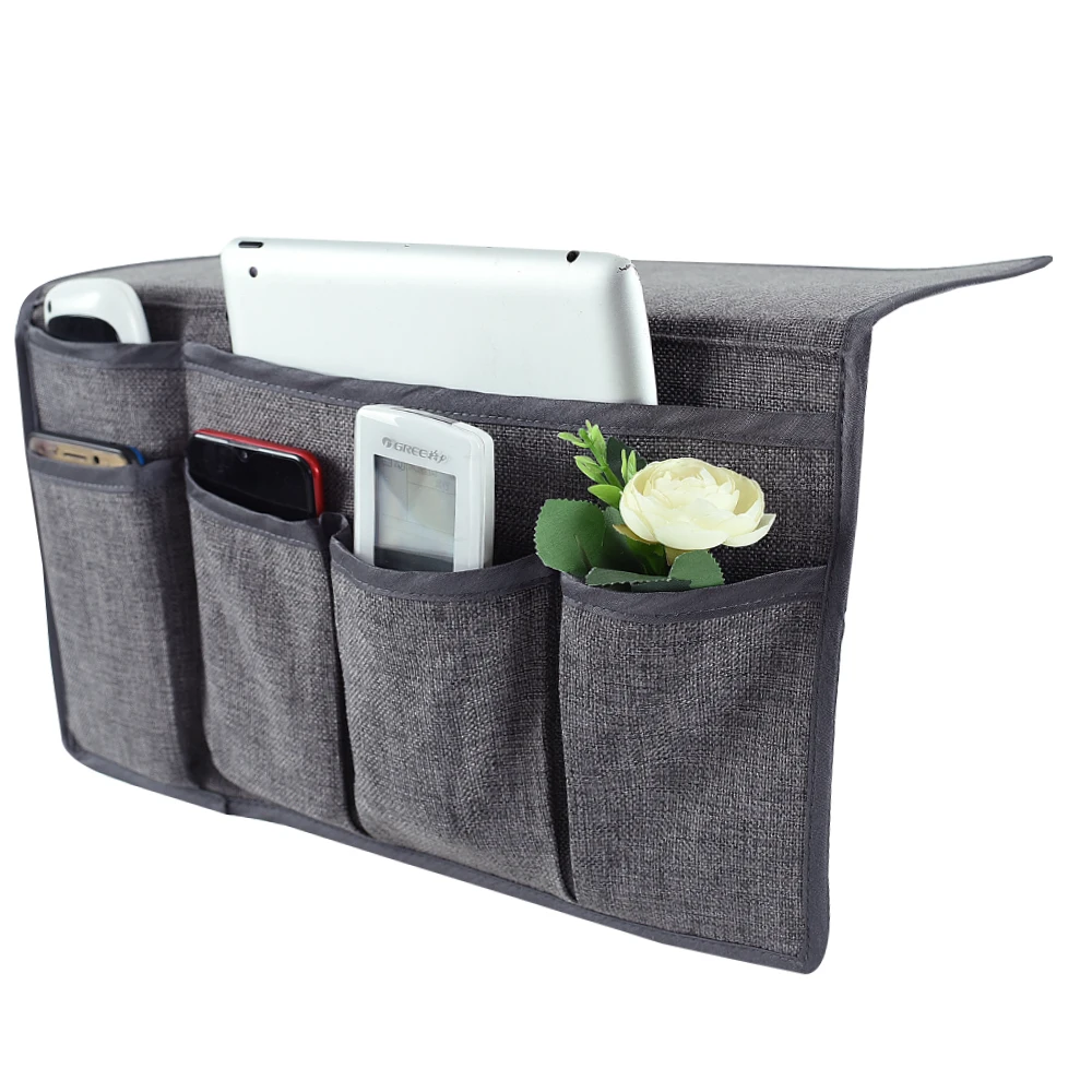 

High quality OEM northern europe stylish bedside sofa arm rest organizer with 6 pockets