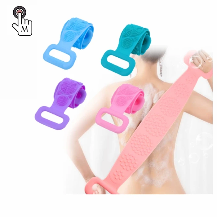 

Cheap Wholesale Body Brushes Silicone Shampoo Silica Gel Body Scrub Skin Cleaner Bath Brush Long Handle, As the pictures