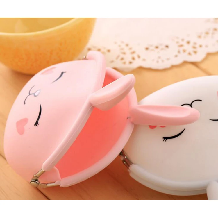 

Wholesale 2021 New Design Small Silicon Coin Purse Rabbit Bunny Women Cartoon Purse Gift for Kids cute silicone mini purse bags, Customizable