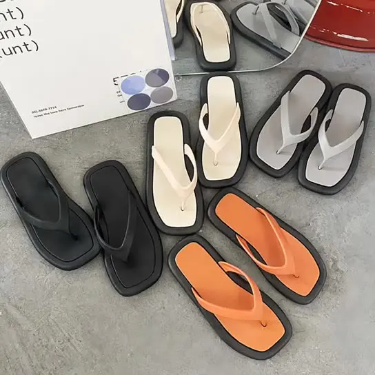 

2021 New Summer Fashion Design Weave Women Beach Flip Flops Non Slip Flat Ladies Outdoor Soft Slippers, 4 colors