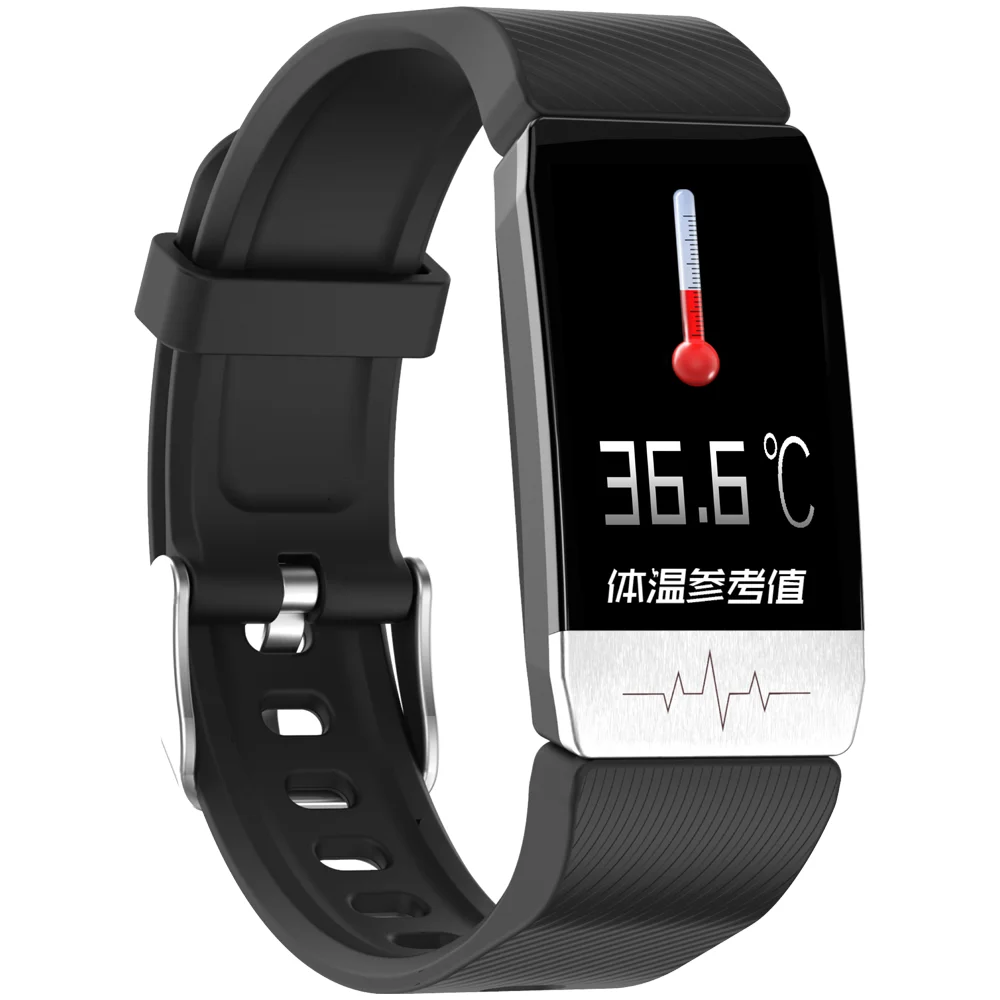 

24 Hours Thermometer ECG Blood Pressure Measurement Bracelet BT Music Smart Watch T1 Fit Smartwatch