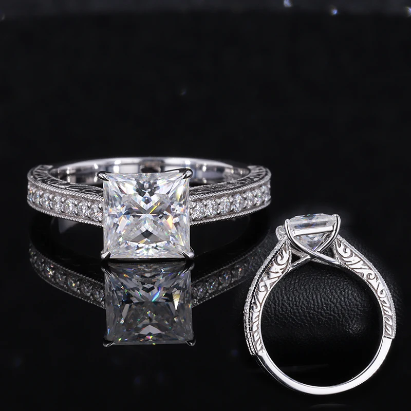 

Starsgem Princess cut gemstone wedding solid gold engagament 14k moissanite ring