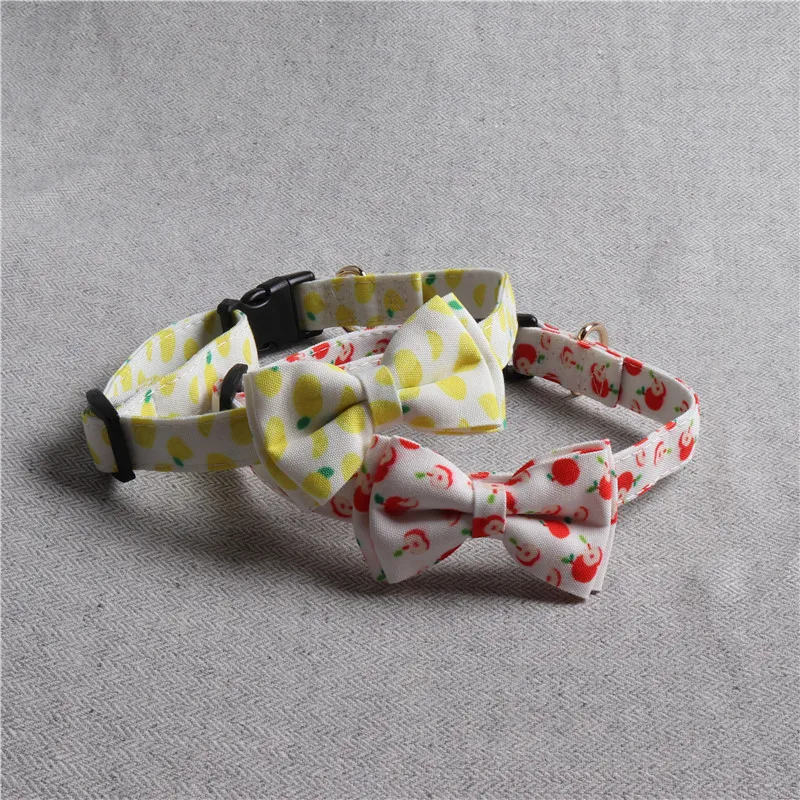 

Amigo new designer stocked fashion cute fruits bowtie custom print pet leash personalised breakaway buckle bowknot dog collar