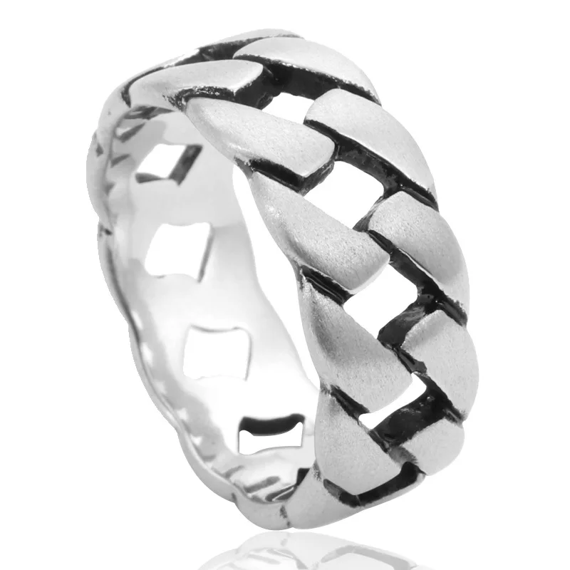 

Latest Design Chain Type Stainless Steel Ring Personality Locomotive Style Titanium Steel Ring