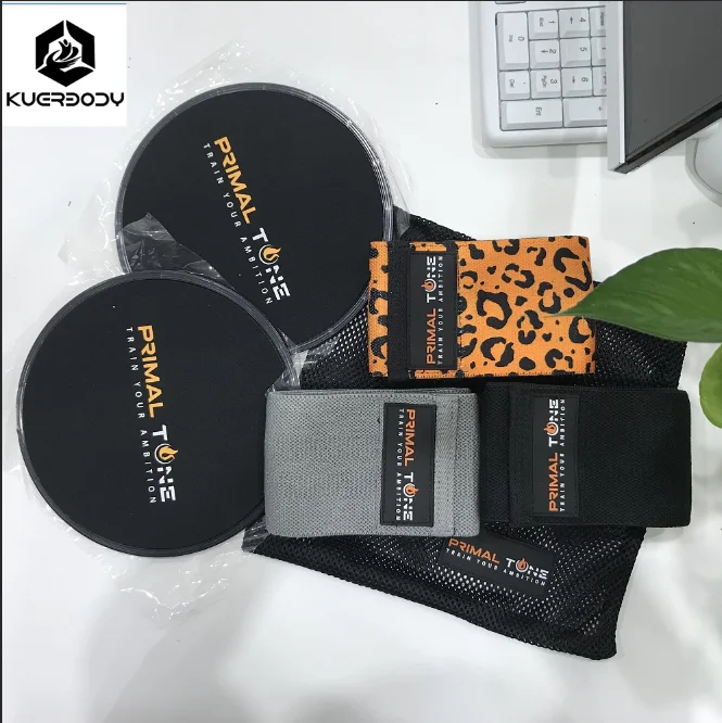 

Leopard custom pattern printed wholesale discount yoga stretching fitness soft non slip circle resistance hip band With sliders, Customized color