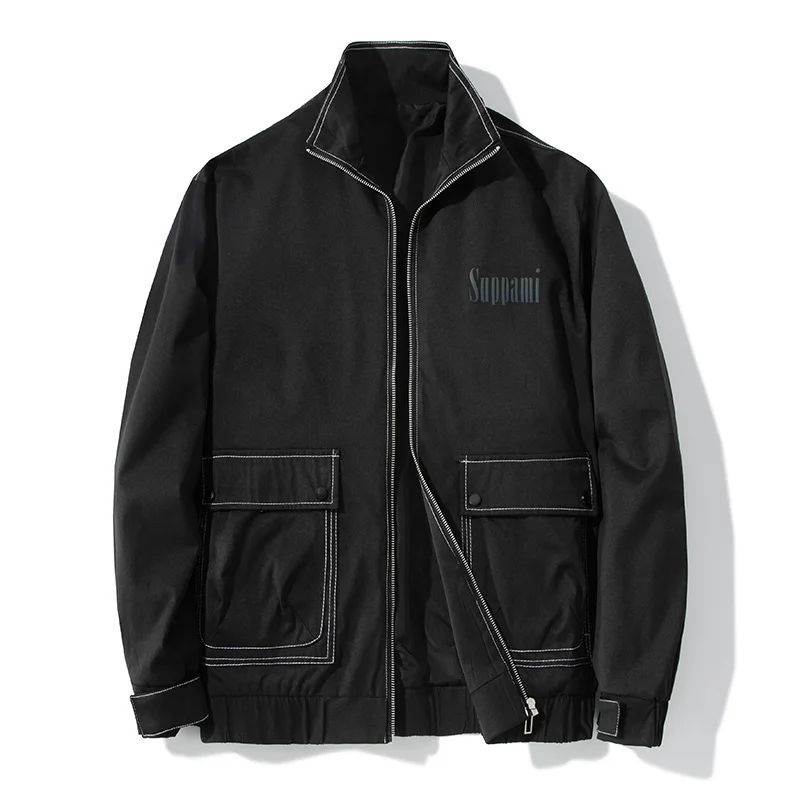 

100% Polyester material casual loose Jacket high quality jacket for men's stand collar over jacket