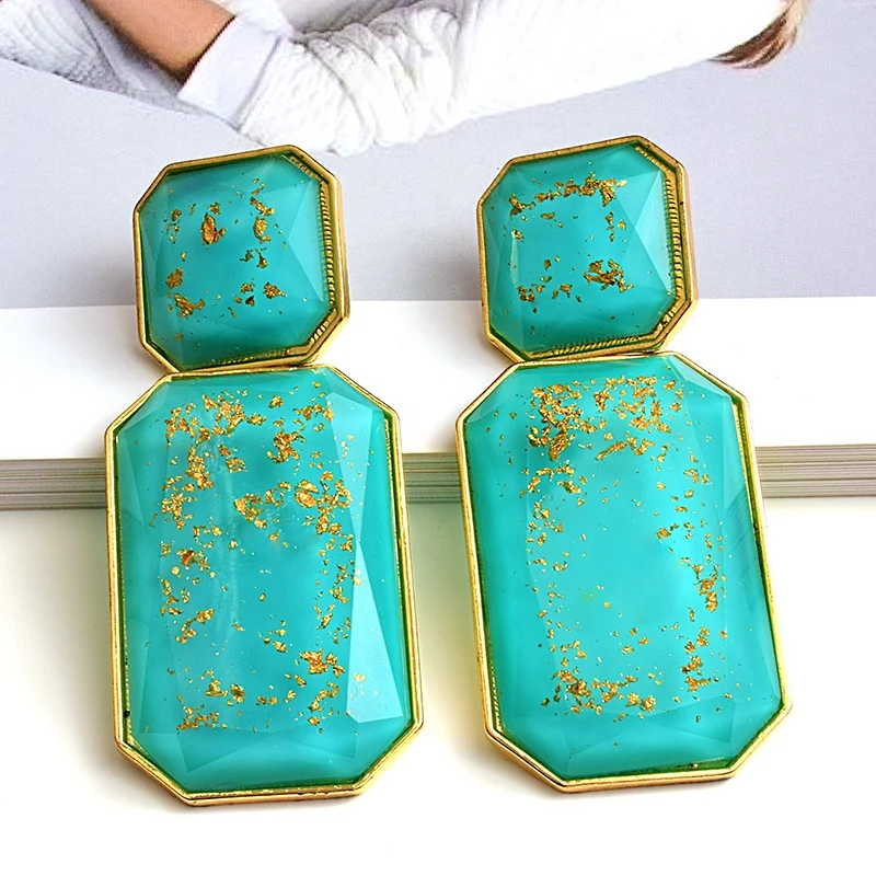 

2021 Wholesale Fashion Trend Long Resin Drop Earrings Hanging Elegant geometric Dangle Acrylic Dangle Earrings For Women, Many colors fyi