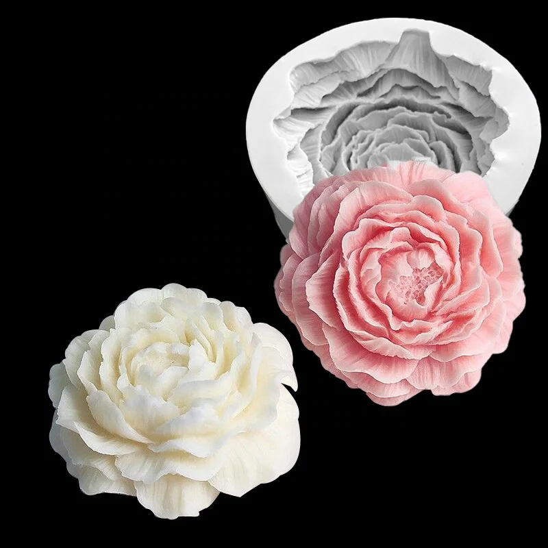 Flower Peony Silicone Mold Drop Glue Clay Soft Pottery Plaster Diy Handmade Soap Aromatherapy Candle Making Tools