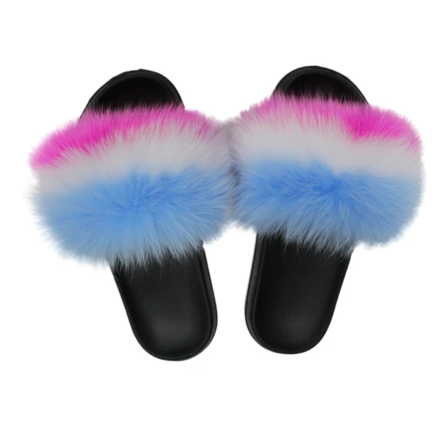 

FB 2020 summer Wholesale hot women faux fur slippers and bag set suede fur slippers fox fur slipper wholesale