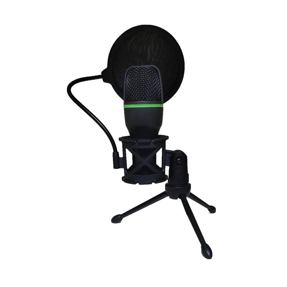 

LOW MOQ OEM USB/3.5mm Live Steaming Microphone Electret Condenser Microphone SF666 with Stand Tripod and Pop Fliter for Stream