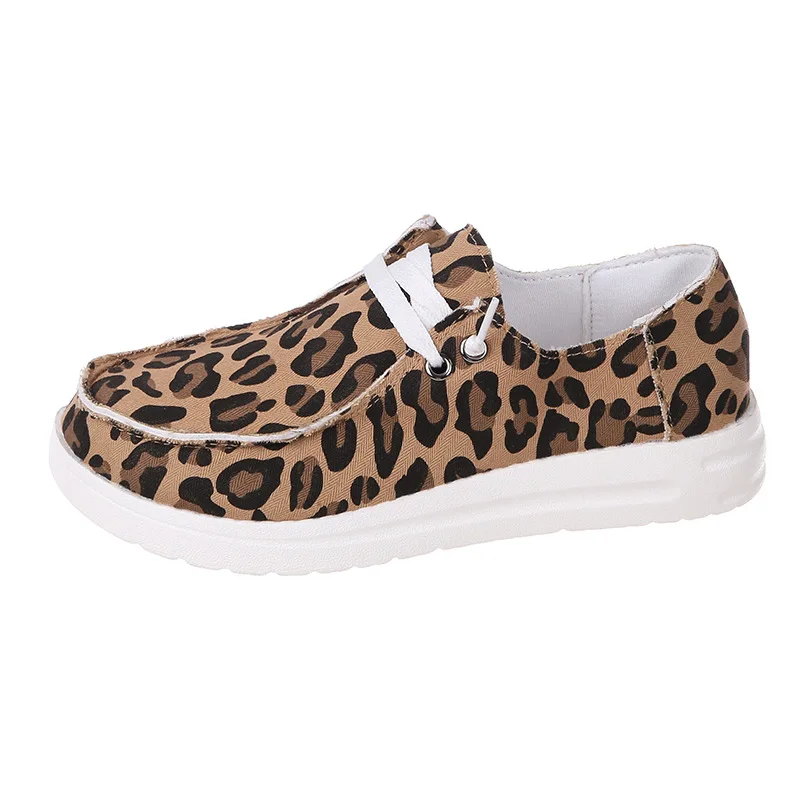 

New Design Cow Pattern Comfortable Camouflage Flat Sneakers Causal Women Leopard Canvas Shoes