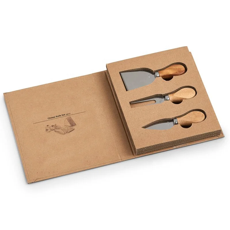 

Low moq sublimation 3 pieces acacia wooden handle knives stainless steel cheese knife set