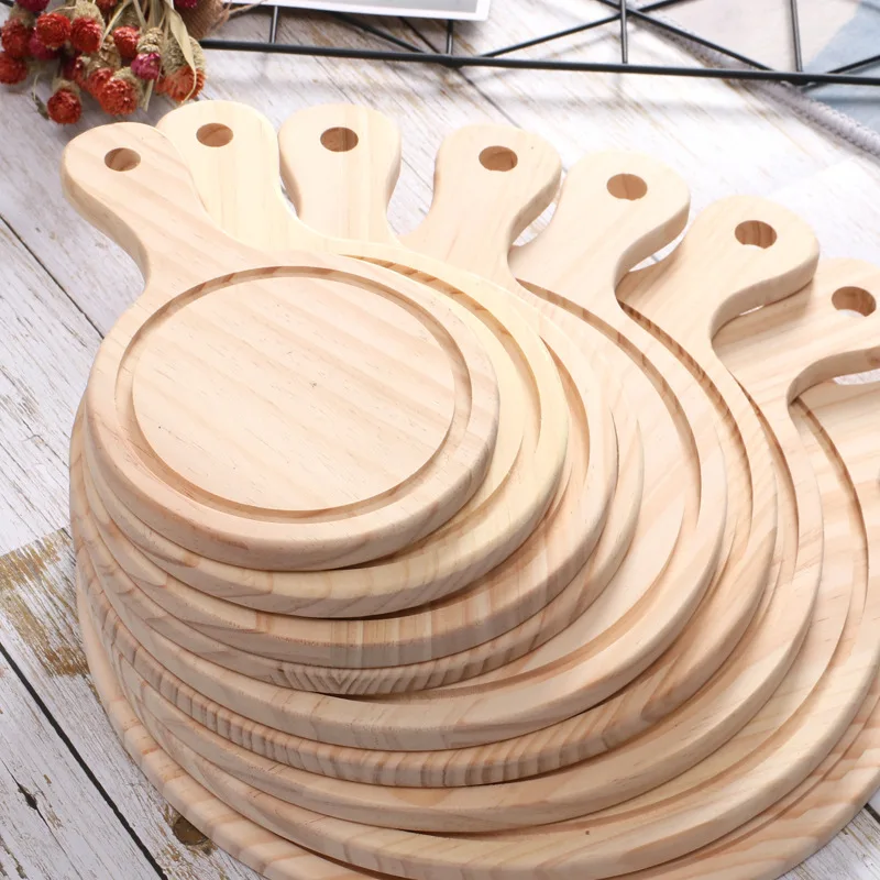 

Pizza Cutting Chopping Board Pizza Plate Kitchen Accessories Steak Pizza Plate Round Wooden Tray