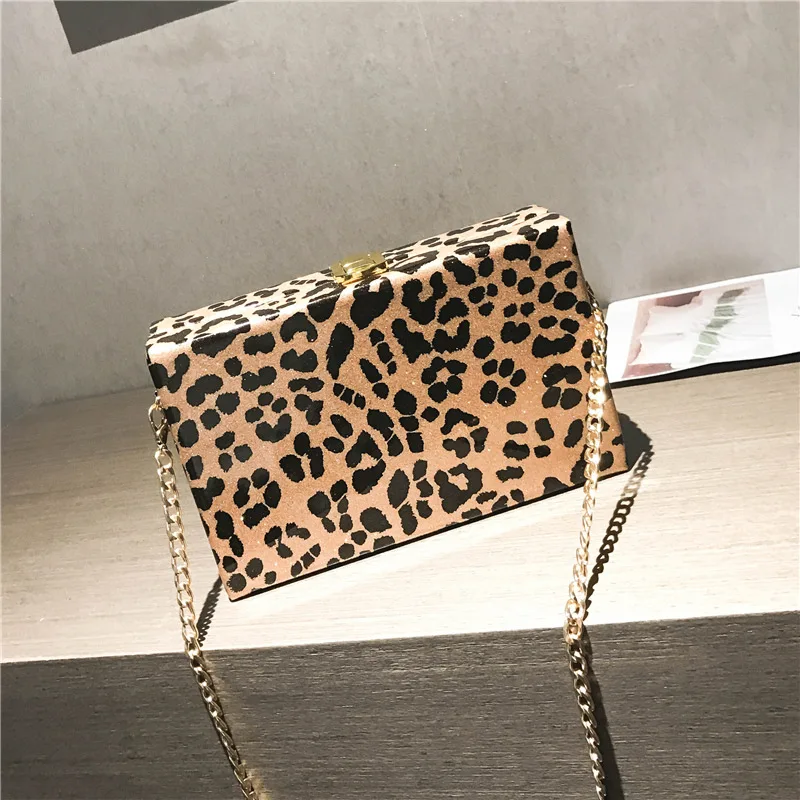 

2020 Ladies Fashion Handbags Crossbody Shoulder Handbags Leopard Chain Leather Box Bags Mini Purses and Handbags for Women