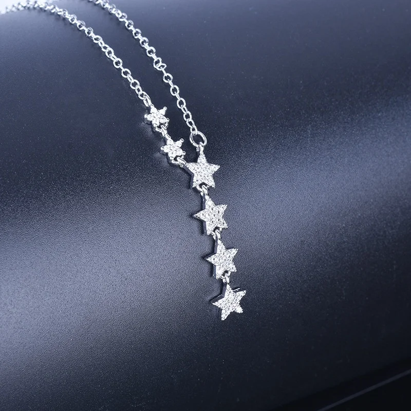 

New Fashion Simple Star String Clavicle Chain Ladies Necklace Zircon Pendant Jewelry