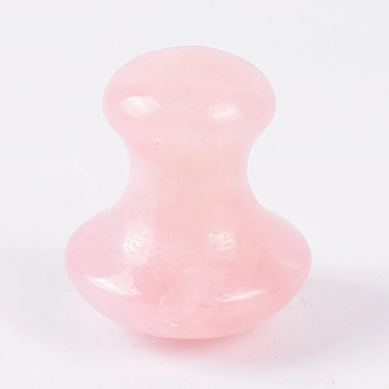 

Pink Quartz Crystal Face Rose Quartz Gua Sha Massage Tool in mushroom Shape