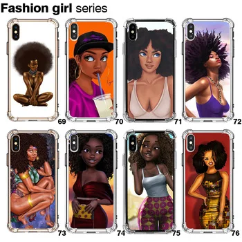 Designer printed Clear phone case custom Logo black girl phone case For iphone 11 xs xr pro