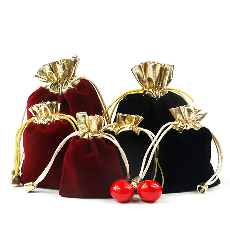 

Comfy Fashion Fabric Jewelry Pouches Luxury Gold Jewelry Pouch Packaging Recyclable Small Black Jewelry Pouch Bag, Black, red, wine red